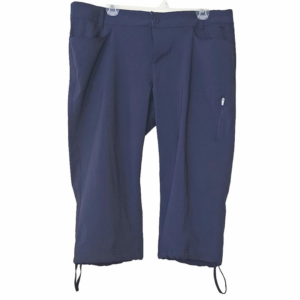 ZeroXposur Capri Pants Stretch Hiking UPF 30+ Navy Women's Size 14 Adjustable